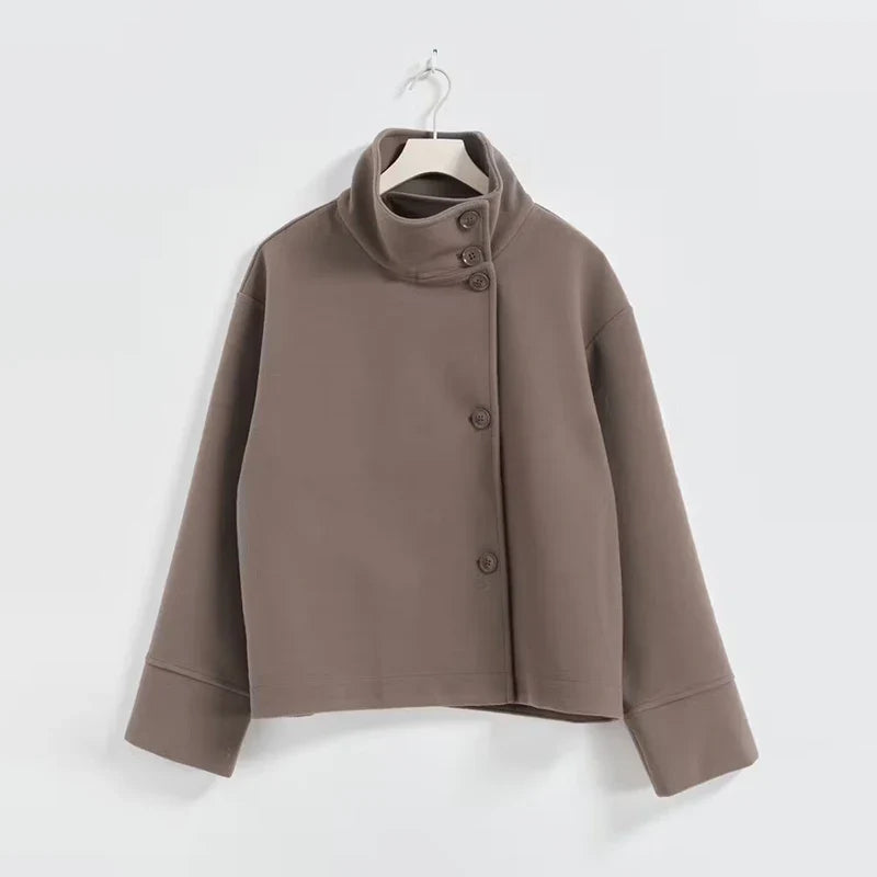 Norava | Chic Modern Short Women's Coat with Elegant Collar and Button Closure 4