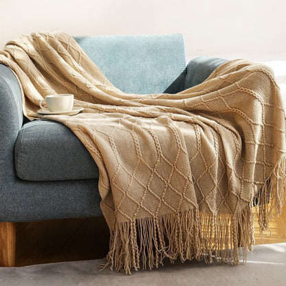 NordicWeave | Cozy Textured Knitted Throw Blanket for Sofa or Bed 14