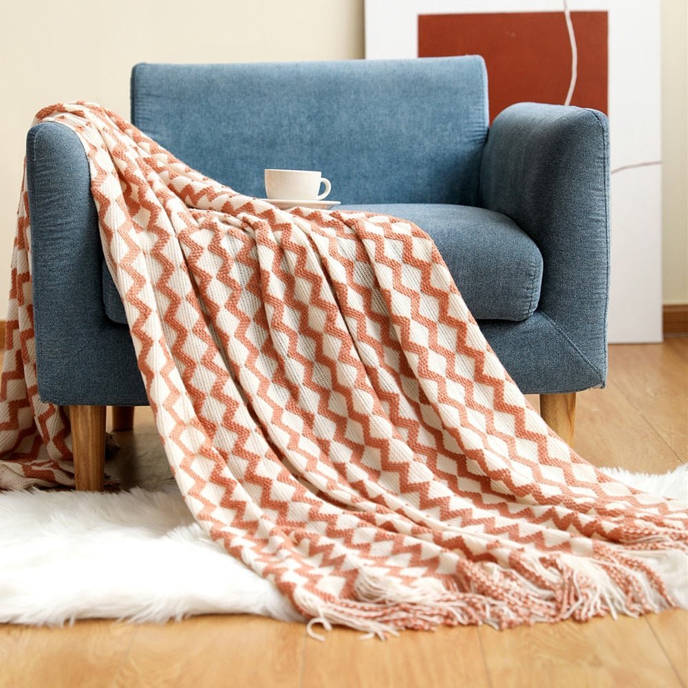 NordicWeave | Cozy Textured Knitted Throw Blanket for Sofa or Bed 15