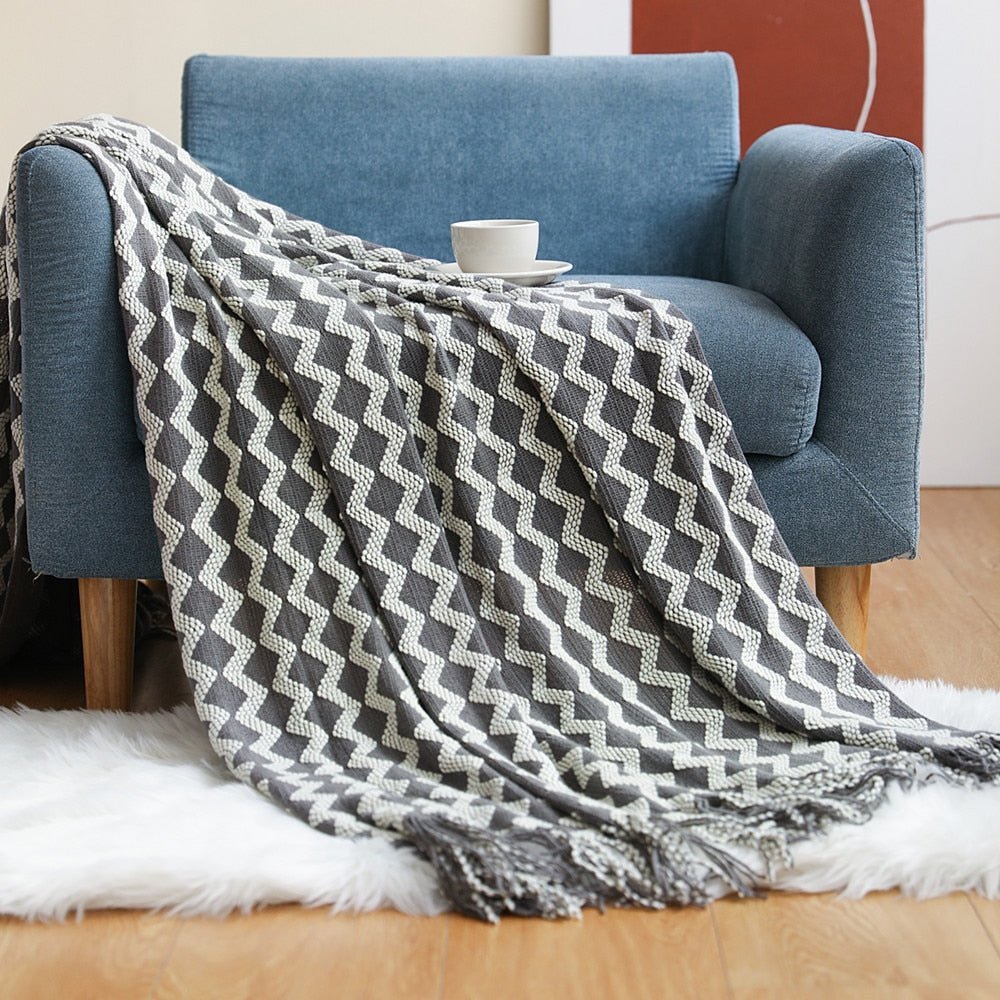 NordicWeave | Cozy Textured Knitted Throw Blanket for Sofa or Bed 17