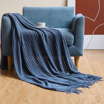 NordicWeave | Cozy Textured Knitted Throw Blanket for Sofa or Bed 21