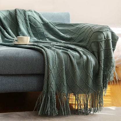 NordicWeave | Cozy Textured Knitted Throw Blanket for Sofa or Bed 22