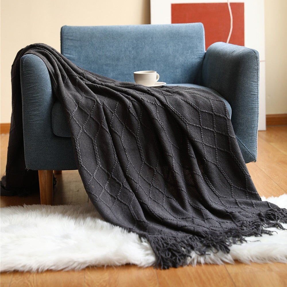 NordicWeave | Cozy Textured Knitted Throw Blanket for Sofa or Bed 25