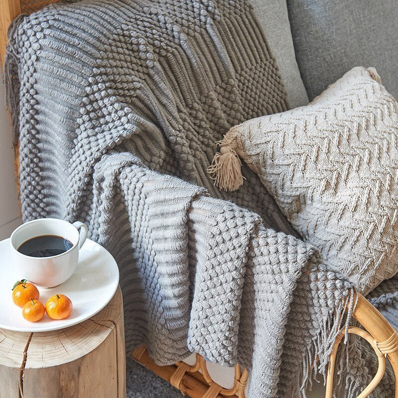 NordicWeave | Cozy Textured Knitted Throw Blanket for Sofa or Bed 3