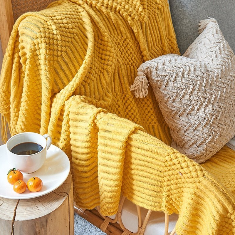 NordicWeave | Cozy Textured Knitted Throw Blanket for Sofa or Bed 30