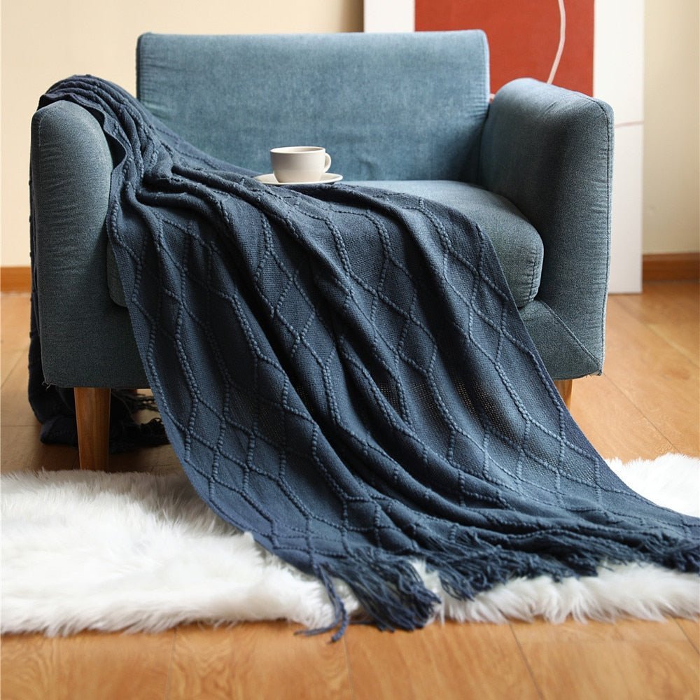 NordicWeave | Cozy Textured Knitted Throw Blanket for Sofa or Bed 6