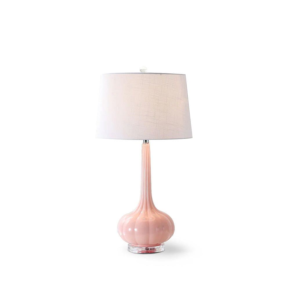 PureGlow – Lámpara de mesa de cerámica refinada con pantalla blanca suave