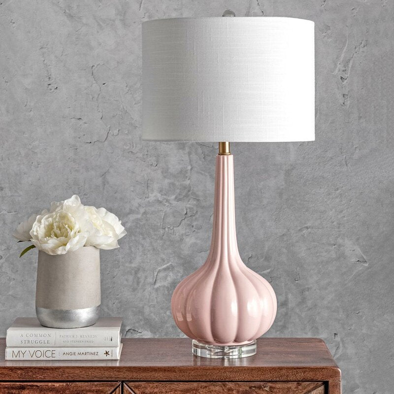 PureGlow – Lámpara de mesa de cerámica refinada con pantalla blanca suave