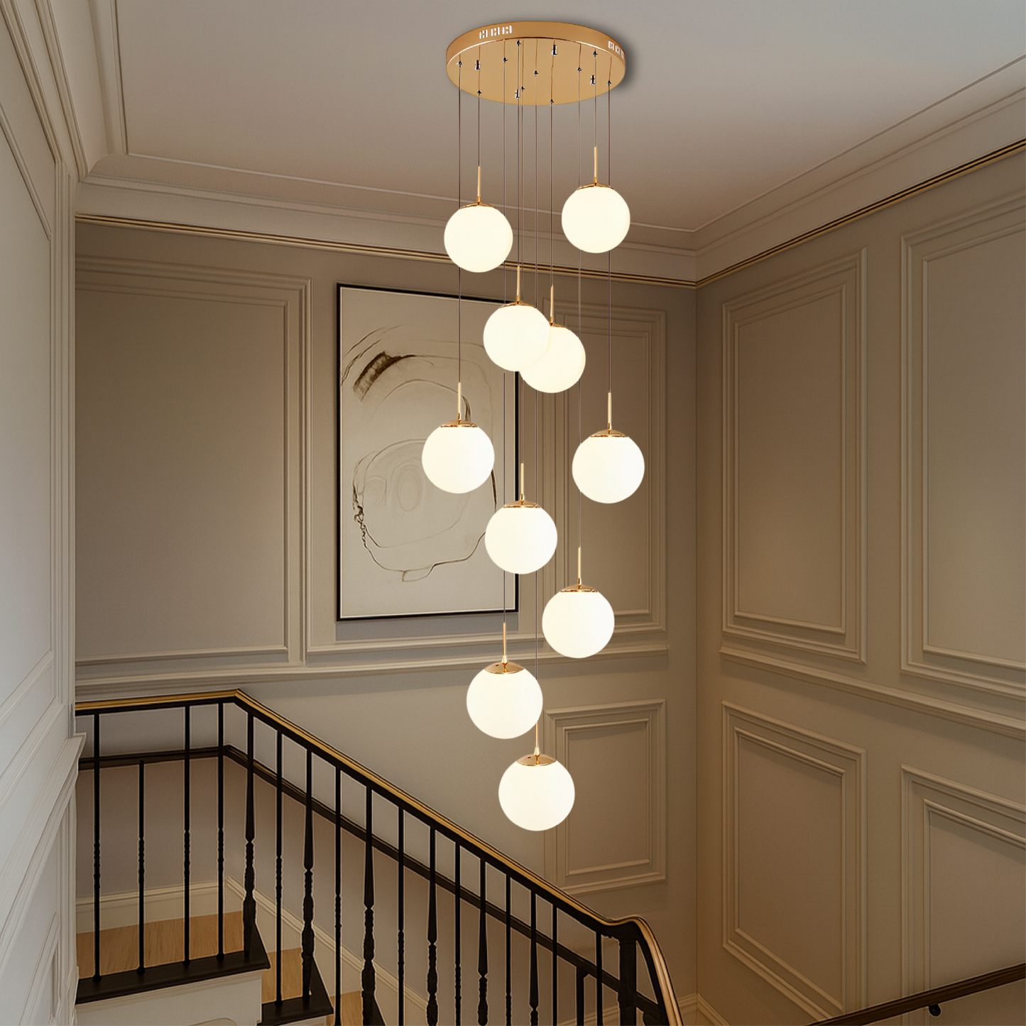 Nova Scandinavian staircase chandelier 1
