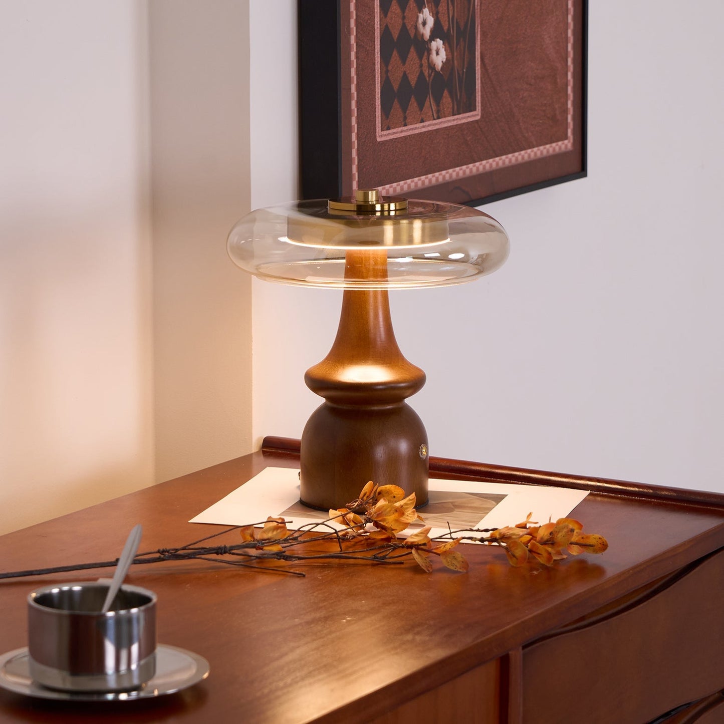 GlowSphere – Lampada d'accento moderna in ambra e fumo