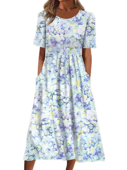 Abito Midi Floreale da Donna, Tessuto Arioso per Eventi Casual e Formali