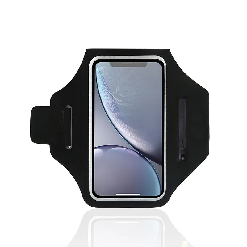 Regulowany uchwyt na telefon do biegania z przegródką na słuchawki – pasuje na ramiona o obwodzie 26-42 cm, kompatybilny z iPhone i Galaxy