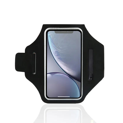 Regulowany uchwyt na telefon do biegania z przegródką na słuchawki – pasuje na ramiona o obwodzie 26-42 cm, kompatybilny z iPhone i Galaxy