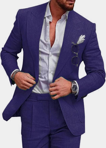 Men's Stylish Slim-Fit Linen Suiti for Formal Events