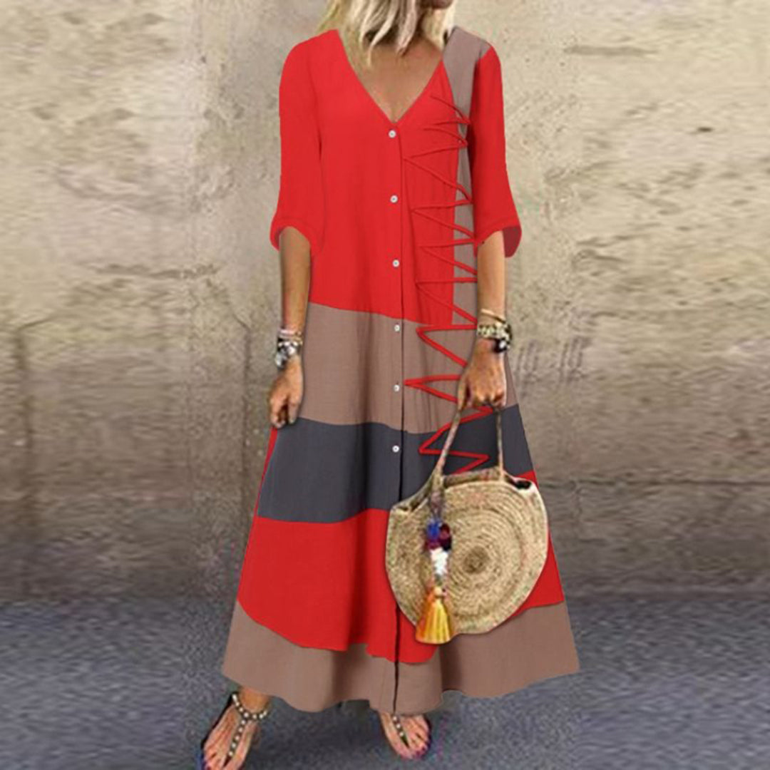 Variant image for Elegant White Striped Summer Dress for Women - Stylish Wedding Guest Dresses-25