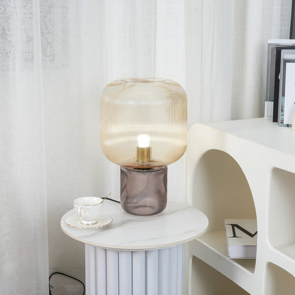 GlimmerOval – Stylish Glass and Metal Table Lamp