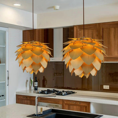 PineGlow | Rustic Elegant Wooden Kitchen Pendant Lighting Fixture 7