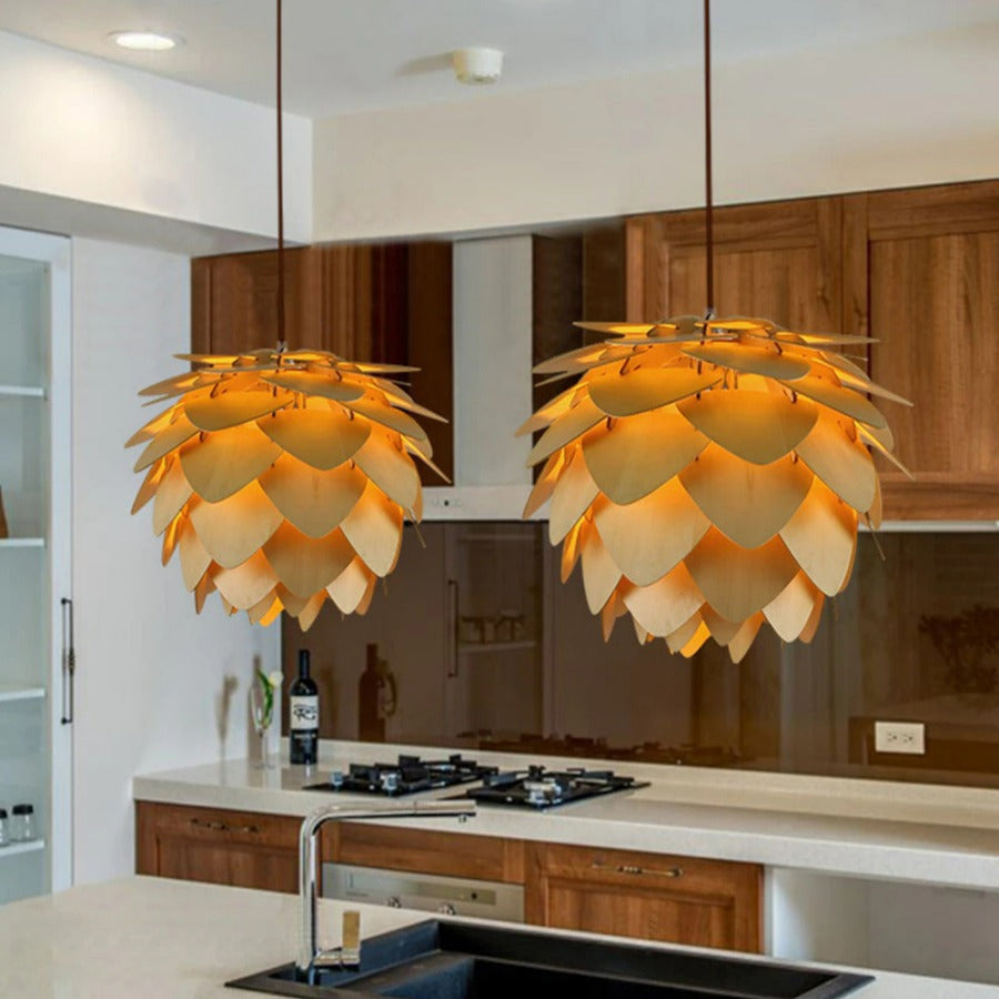 Pinewood Elegance | Rustic Handcrafted Kitchen Pendant Lighting Fixture 7