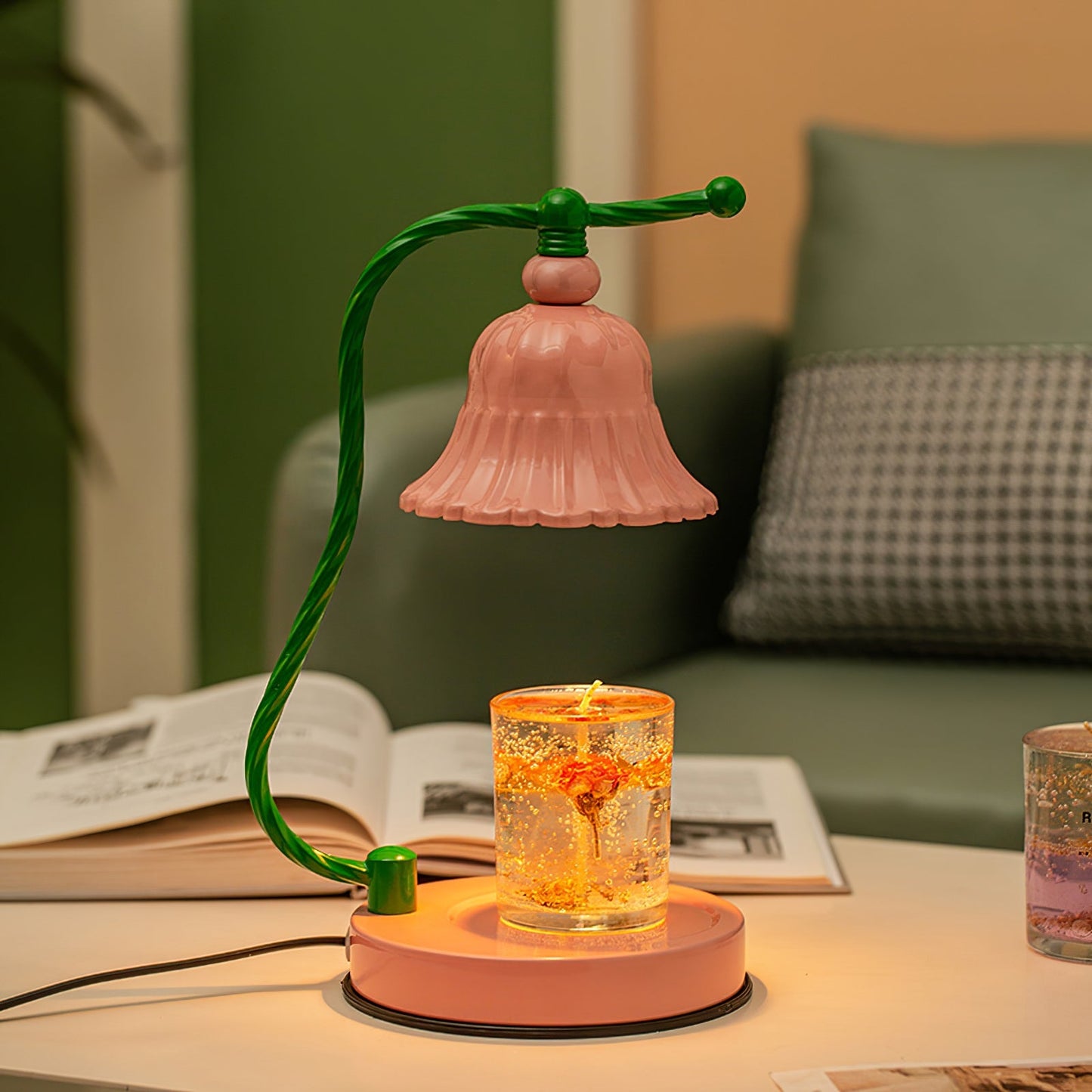 BloomAura – Lampada da Tavolo in Vetro Rosa Incantevole
