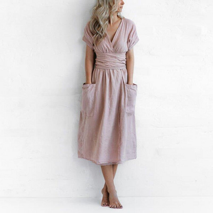 Casual V-Neck Maxi Dress for Women - Stylish A-Line Summer Dress-2