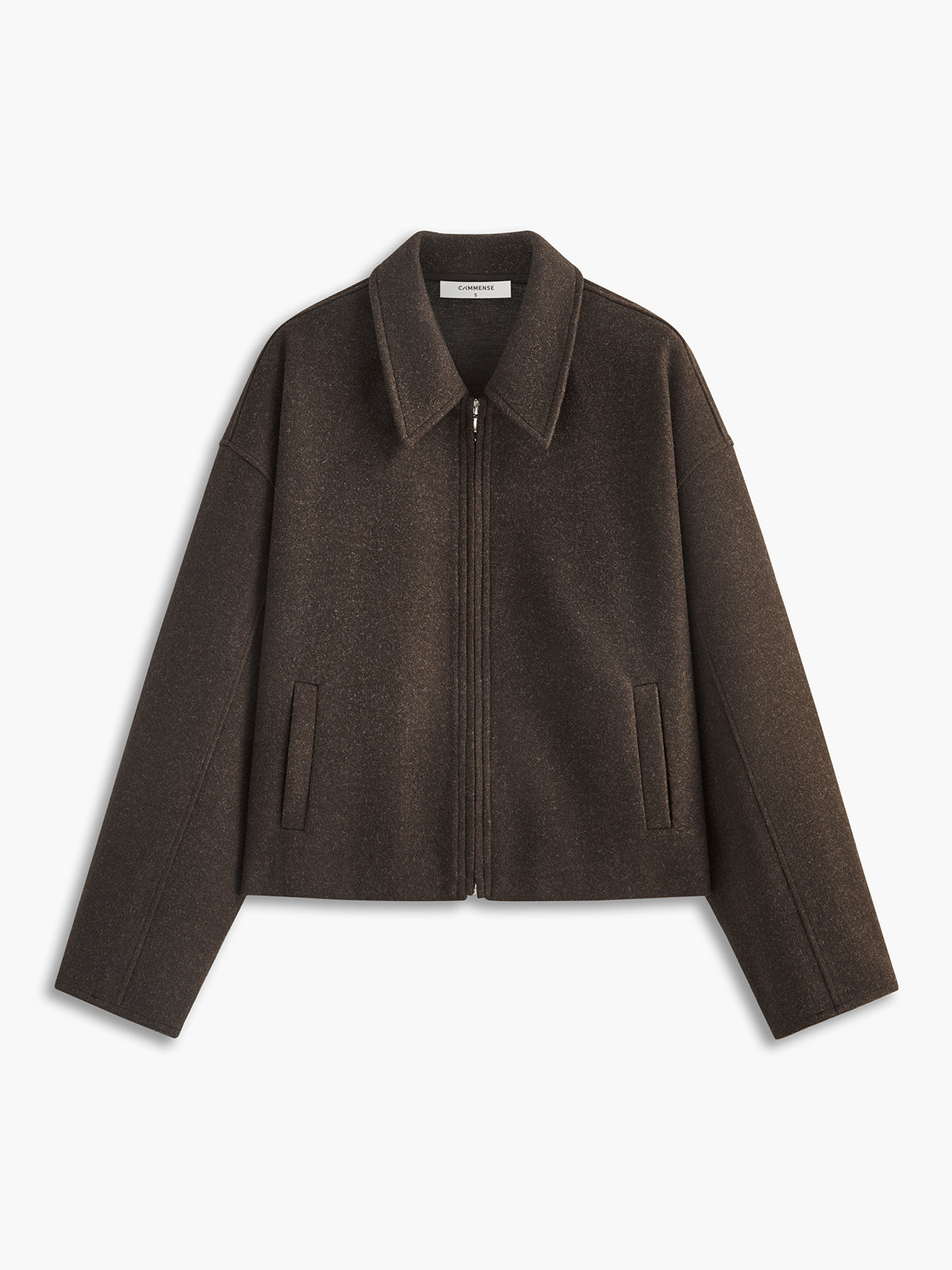 Plain Zipper Tweed Jacket 0