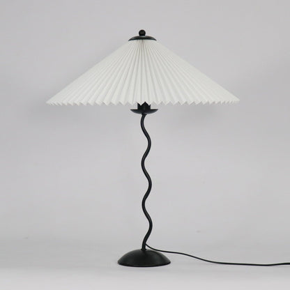 LuxeFold - Table Lamp with Premium Pleated Shade and Wooden Accent