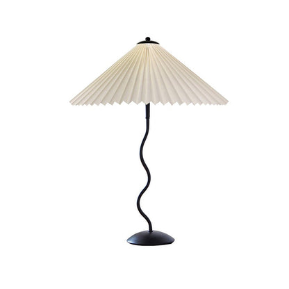 LuxeFold - Table Lamp with Premium Pleated Shade and Wooden Accent