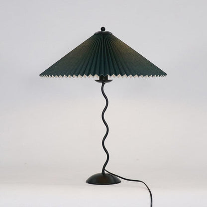 LuxeFold - Table Lamp with Premium Pleated Shade and Wooden Accent