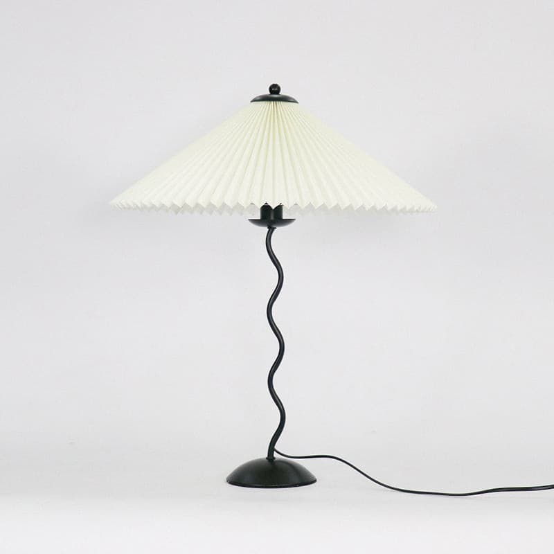 LuxeFold - Table Lamp with Premium Pleated Shade and Wooden Accent