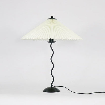 LuxeFold - Table Lamp with Premium Pleated Shade and Wooden Accent