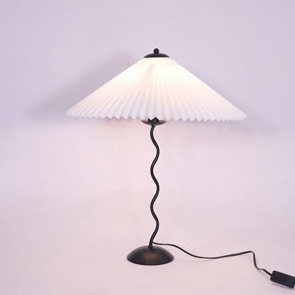 LuxeFold - Table Lamp with Premium Pleated Shade and Wooden Accent