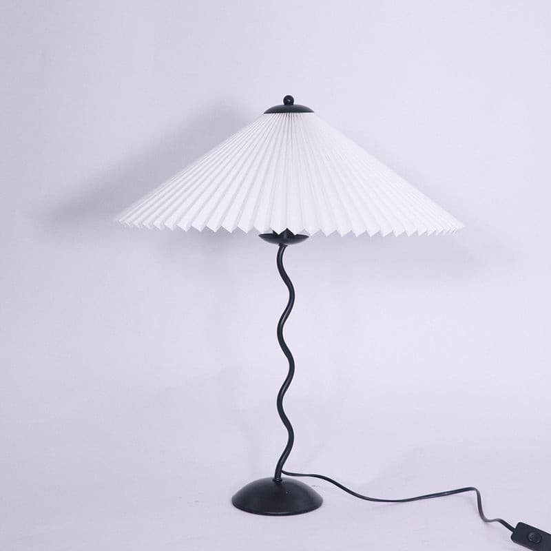 LuxeFold - Table Lamp with Premium Pleated Shade and Wooden Accent