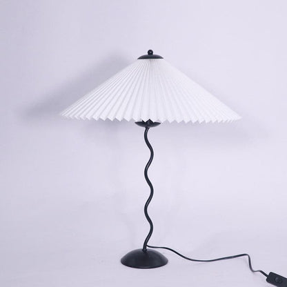 LuxeFold - Table Lamp with Premium Pleated Shade and Wooden Accent
