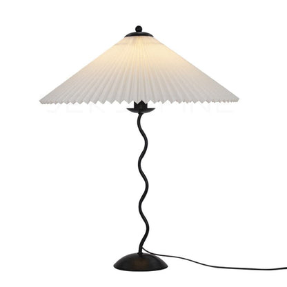 LuxeFold - Table Lamp with Premium Pleated Shade and Wooden Accent