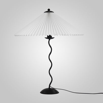 LuxeFold - Table Lamp with Premium Pleated Shade and Wooden Accent