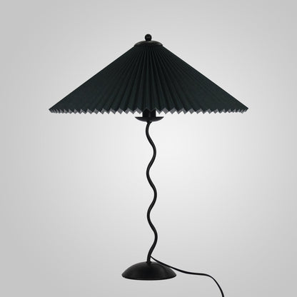 LuxeFold - Table Lamp with Premium Pleated Shade and Wooden Accent