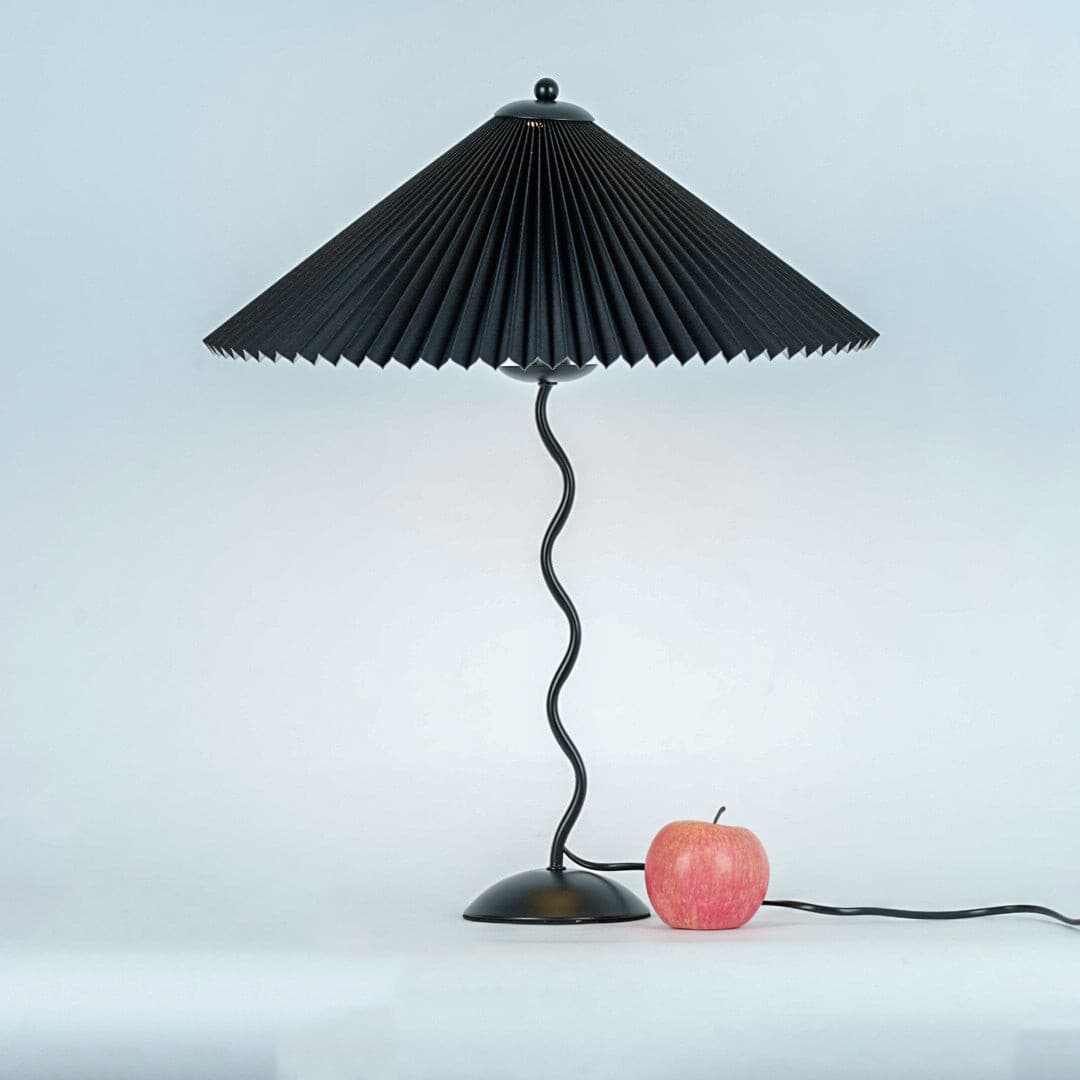 LuxeFold - Table Lamp with Premium Pleated Shade and Wooden Accent