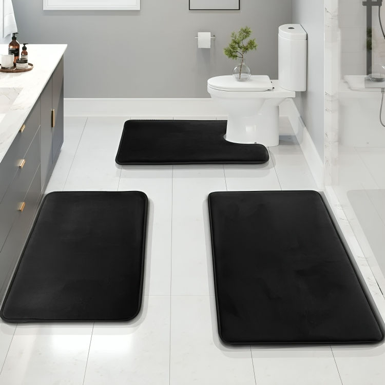 PlushWave | Cozy Quick-Dry Memory Foam Bathroom Mat Set 4