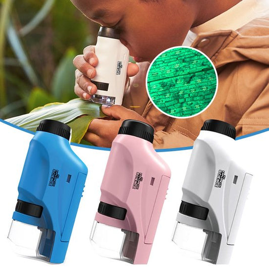 Portable Mini Microscope with 60x-120x Magnification and LED Light – Educational Science Toy for Kids 0