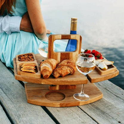 Portable wood-picnic wine table-Winenest 2