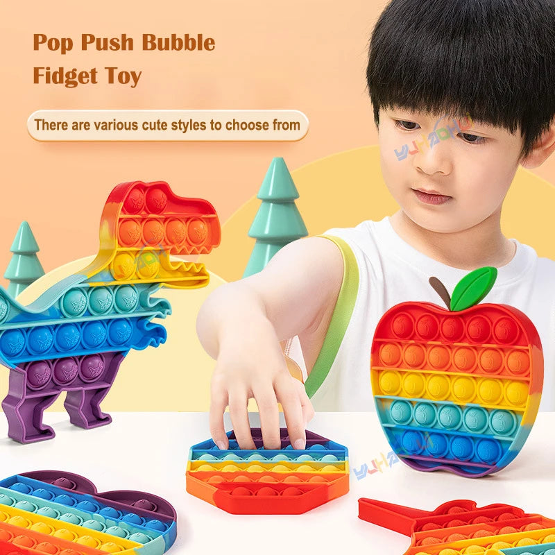 Rainbow Pop It Fidget Toy for Stress Relief – Sensory Toy for Autism and Adults, Silicone 1
