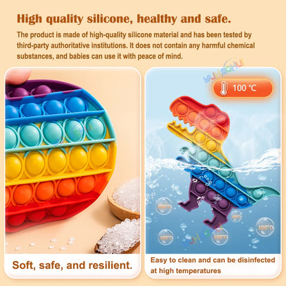 Rainbow Pop It Fidget Toy for Stress Relief – Sensory Toy for Autism and Adults, Silicone 4
