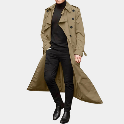Rens | Water-repellent autumn trench coat for men with extra-long cut 0
