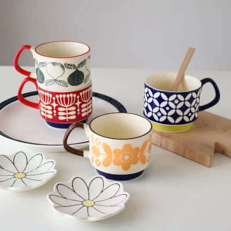 RetroCeramica | Unique Stylish Mid-Century Ceramic Coffee Mugs Set 2