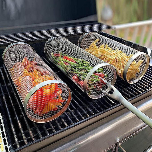 RoastSpin | Stainless Steel Rotisserie Grill Basket – Ideal for Veggies, Fish & Skewers 0