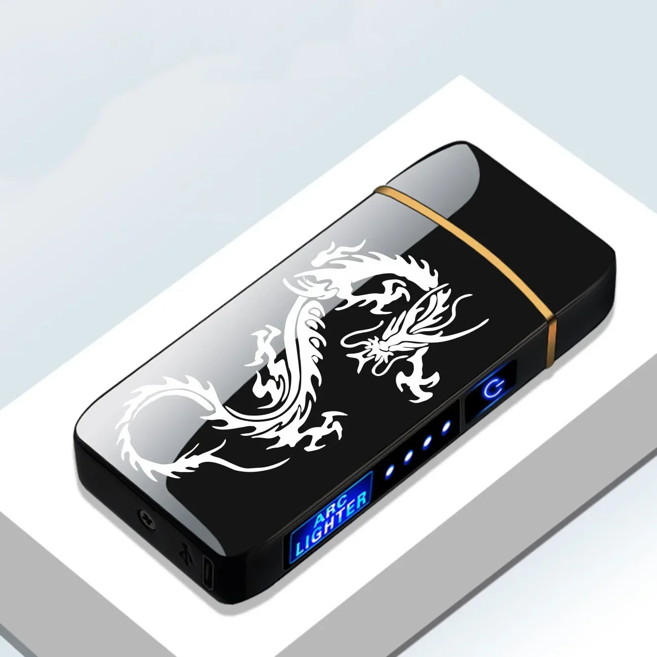 Variant image for Rechargeable USB Plasma Lighter with Windproof Double Arch Flame – Stylish Metal Design for Indoor and Outdoor Use-11
