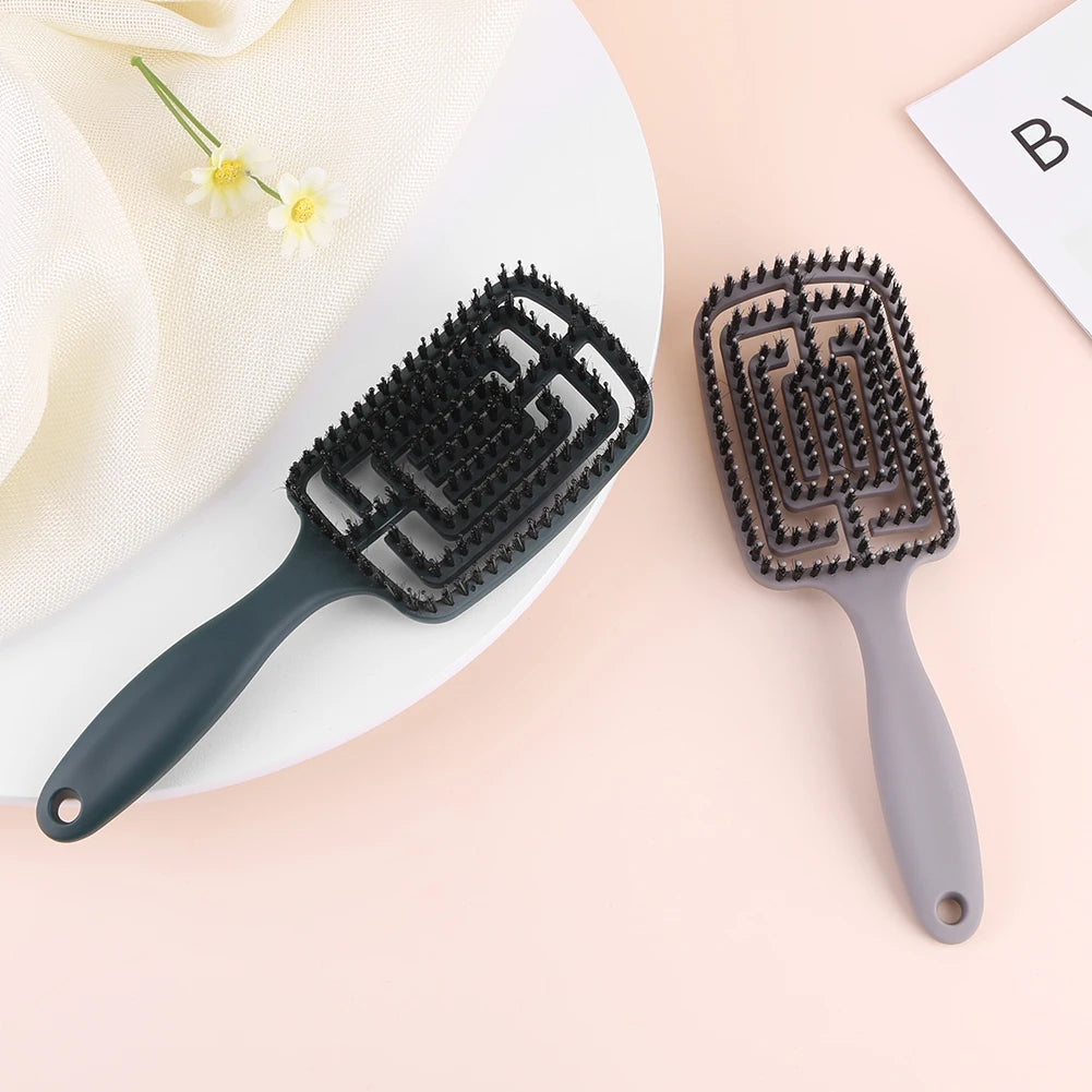 TangleFree - Nylon Bristle Detangler Brush for Curved Styling