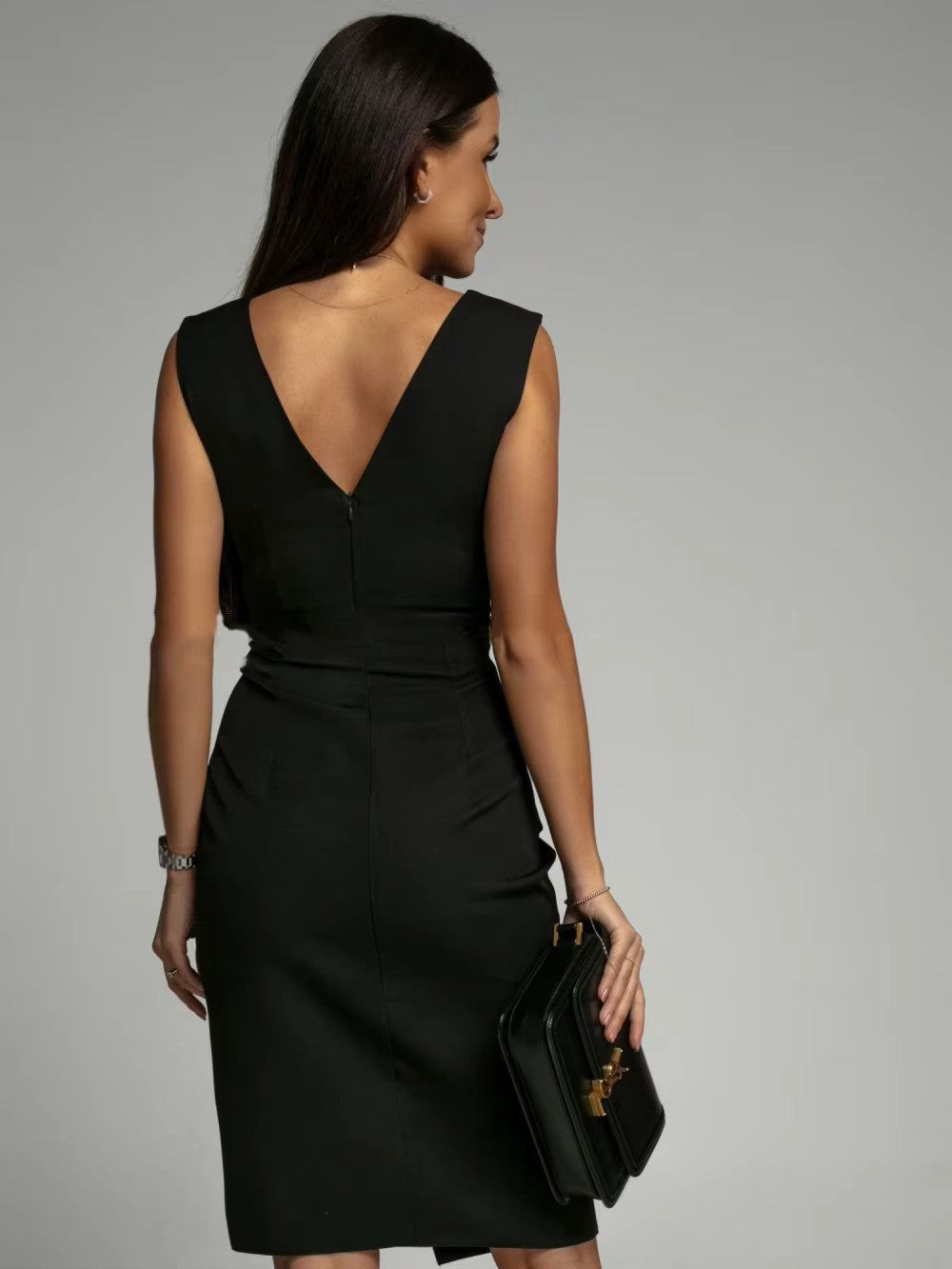 Hymans - Women's Summer Dress, Elegant V-Neck Spaghetti Strap Mini Dress-6