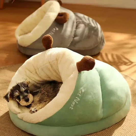 Slippernest - Foldable Dog Bed in Coral Fleece for Winter Comfort-2