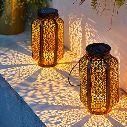 Vintage Iron Outdoor Solar Lantern - Decorative Garden Lantern Lights-1
